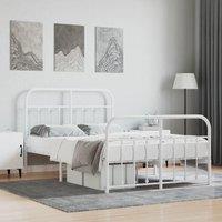 Berkfield Home Metal Bed Frame with Headboard & Footboard White 120x200 cm | Size: Small Double