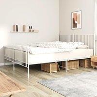 Berkfield Home Metal Bed Frame with Headboard & Footboard White 193x203 cm