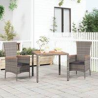 Berkfield Home Garden Table with Wooden Top Grey Poly Rattan&Solid Wood Acacia