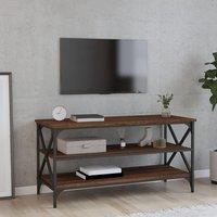Berkfield Home TV Cabinet Brown Oak 100x40x50 cm Engineered Wood | Size: 100 x 40 x 50 cm