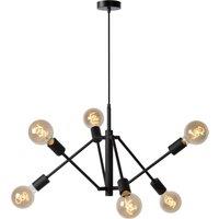 Lucide 'LESTER' Dimmable Stylish Adjustable Indoor Modern Pendant Light 6xE27 in Black