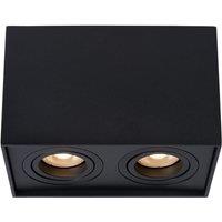 Lucide 'TUBE' Dimmable Surface Mounted Rectangle Ceiling Spotlight 2xGU10 in Black