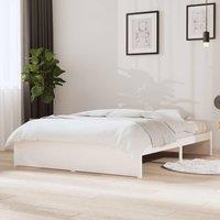 Berkfield Home Bed Frame White Solid Wood 140x190 cm