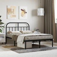 Berkfield Home Metal Bed Frame with Headboard Black 120x200 cm | Size: Small Double