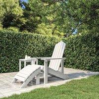 Berkfield Home Garden Adirondack Chair with Footstool HDPE White