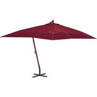 Berkfield Home Cantilever Umbrella with Wooden Pole 400x300 cm Bordeaux Red