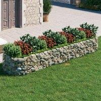 Berkfield Home Gabion Raised Bed Galvanised Iron 400x100x50 cm in Silver | Size: 400 x 100 x 50 cm