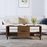 Berkfield Home Coffee Table Brown Oak 102x50x40 cm Engineered Wood | Size: 102 x 50 x 40 cm
