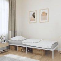 Berkfield Home Metal Bed Frame with Headboard White 90x190 cm Single