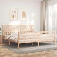 Berkfield Home Bed Frame with Headboard 200x200 cm Solid Wood in Brown