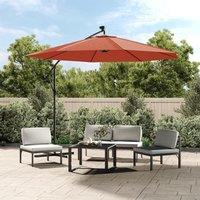 Berkfield Home Cantilever Umbrella with LED Lights & Steel Pole Terracotta in Orange