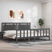 Berkfield Home Bed Frame with Headboard Grey 200x200 cm Solid Wood