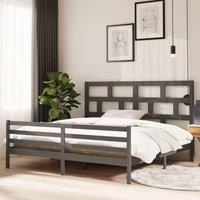Berkfield Home Bed Frame Grey Solid Wood Pine 200x200 cm
