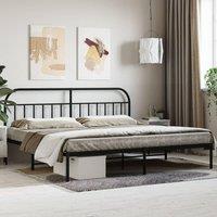 Berkfield Home Metal Bed Frame with Headboard Black 193x203 cm