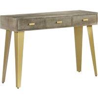 Berkfield Home Console Table Solid Mango Wood Grey with Brass 110x35x76 cm | Size: 110 x 35 x 76 cm