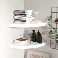 Berkfield Home Floating Corner Shelves 2 pcs High Gloss White 35x35x3.8 cm MDF