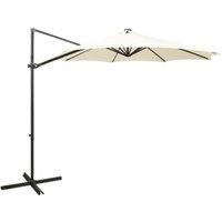 Berkfield Home Cantilever Umbrella with Pole & LED Lights Sand 300 cm in Beige