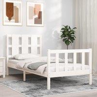 Berkfield Home Bed Frame with Headboard White 90x200 cm Solid Wood