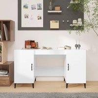Berkfield Home Desk High Gloss White 140x50x75 cm Engineered Wood | Size: 140 x 50 x 75 cm