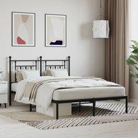 Berkfield Home Metal Bed Frame with Headboard Black 140x200 cm