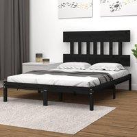 Berkfield Home Bed Frame Black Solid Wood 140x190 cm