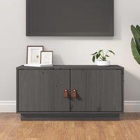 Berkfield Home TV Cabinet Grey 80x34x40 cm Solid Wood Pine | Size: 80 x 34 x 40 cm