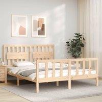 Berkfield Home Bed Frame with Headboard 160x200 cm Solid Wood in Brown