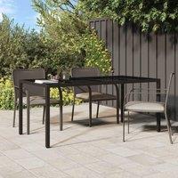 Berkfield Home Garden Table Brown 190x90x75 cm Tempered Glass & Poly Rattan | Size: 190 x 90 x 75 cm