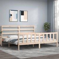 Berkfield Home Bed Frame with Headboard 200x200 cm Solid Wood in Brown