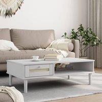 Berkfield Home Coffee Table SENJA Rattan Look White 100x55x33 cm Solid Wood | Size: 100 x 55 x 33 cm