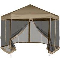 Berkfield Home Hexagonal Pop-Up Marquee with Sidewalls 3.6x3.1 m Taupe 220g/m in Beige