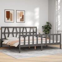 Berkfield Home Bed Frame with Headboard Grey 200x200 cm Solid Wood
