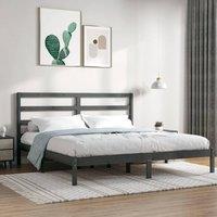 Berkfield Home Bed Frame Grey Solid Wood Pine 200x200 cm