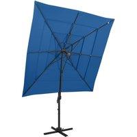 Berkfield Home 4-Tier Parasol with Aluminium Pole Azure Blue 250x250 cm