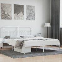 Berkfield Home Metal Bed Frame with Headboard White 160x200 cm