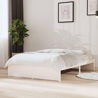 Berkfield Home Bed Frame White Solid Wood 120x200 cm | Size: Small Double