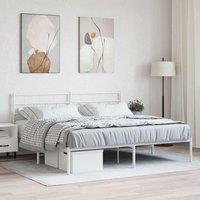 Berkfield Home Metal Bed Frame with Headboard White 193x203 cm