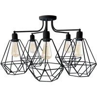 Netlighting Karo Multi Arm Semi Flush Ceiling Light Black 75cm