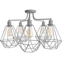 Netlighting Karo Multi Arm Semi Flush Ceiling Light Grey 75cm