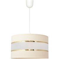 Netlighting Helen Cylindrical Pendant Ceiling Light Ecru Gold White 35cm in Beige