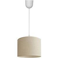 Netlighting Alba Cylindrical Pendant Ceiling Light Ecru White 20cm in Beige