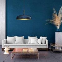 Milagro Lincoln Blue Pendant Lamp 45 cm Hand Made Scandi Style Gold Interior in Mid Navy