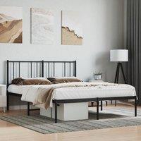 Berkfield Home Metal Bed Frame with Headboard Black 135x190 cm Double