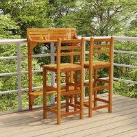 Berkfield Home 3 Piece Balcony Bar Set Solid Wood Acacia in Brown