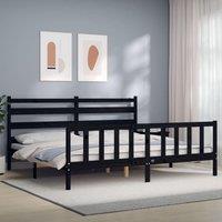 Berkfield Home Bed Frame with Headboard Black 200x200 cm Solid Wood