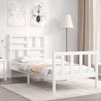 Berkfield Home Bed Frame with Headboard White 90x200 cm Solid Wood
