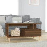Berkfield Home Coffee Table Brown Oak 90x49x45 cm Engineered Wood | Size: 90 x 49 x 45 cm