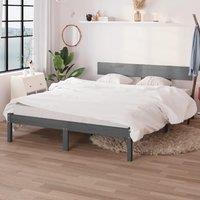 Berkfield Home Bed Frame Grey Solid Wood 120x190 cm Small Double