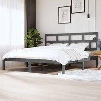 Berkfield Home Bed Frame Grey Solid Wood Pine 200x200 cm