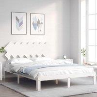 Berkfield Home Bed Frame with Headboard White 140x190 cm Solid Wood